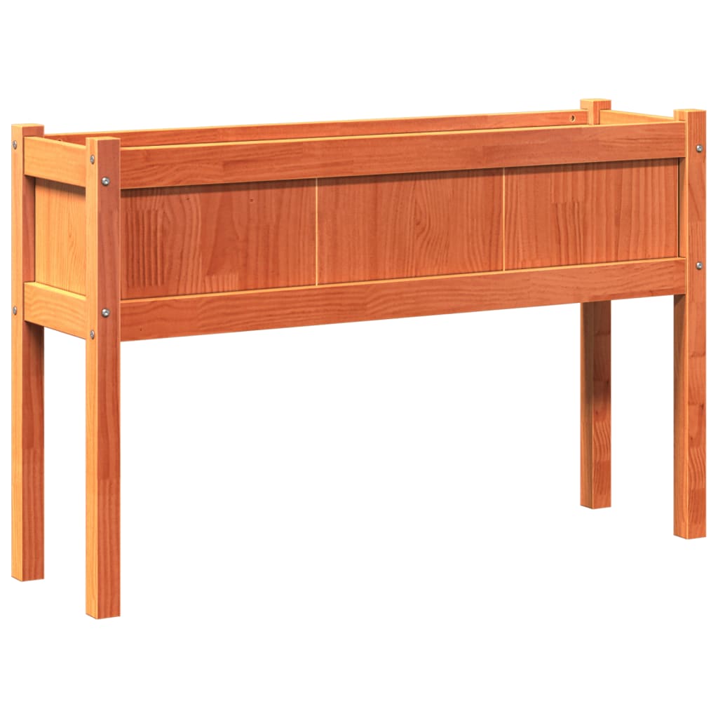 Jardineras Con Patas 2 Uds Madera Maciza De Pino Marrón Cera_4