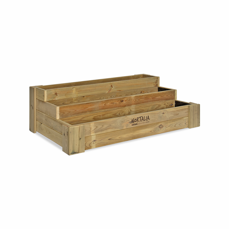 Cajón De Cultivo Madera Tratada Exterior Hortalia Box Stairs 120 120x80x40 Cm_0