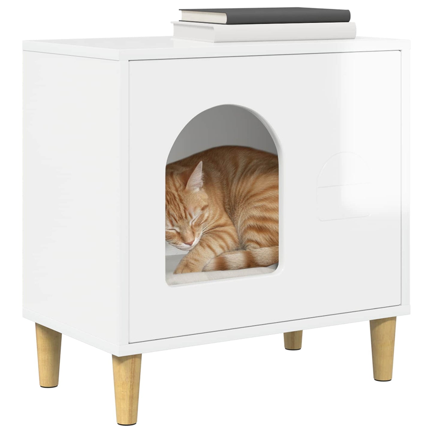 Casa Para Gatos Brillante 51 X 30 X 52 Cm Madera De Ingeniería_2
