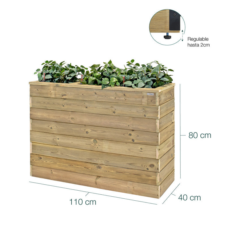 Jardinera Con Autorriego De Madera Nidum Basic Interior Y Exterior Hortalia 110x40x80 Cm_5