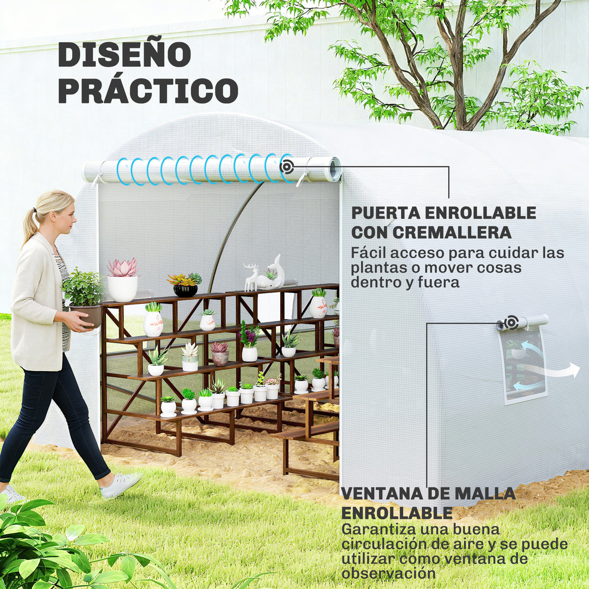 Outsunny Invernadero 6x3x2 M Caseta Para Jardín Terraza Cultivo Plantas Flores_5