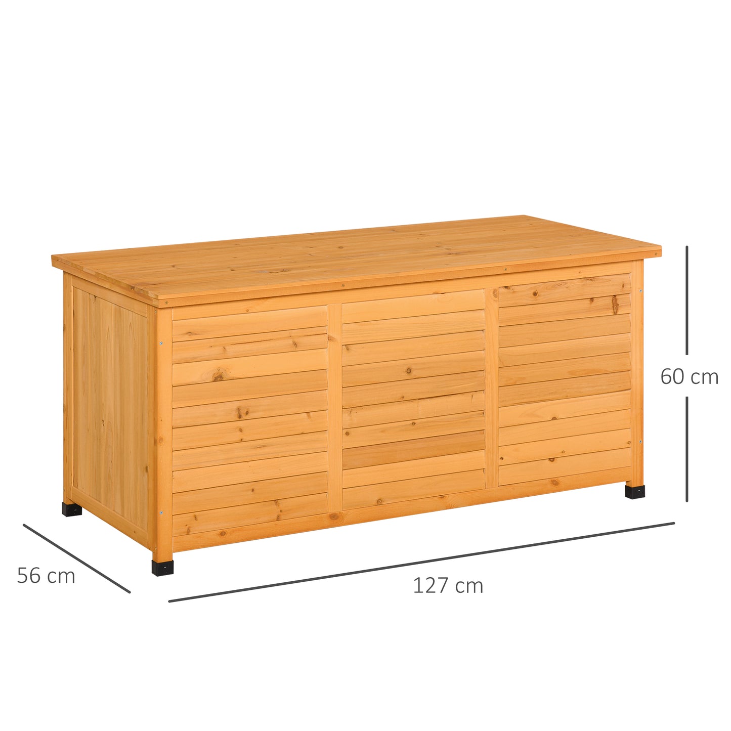 Outsunny Baúl De Madera Exterior Con Tapa Abrible Y Diseño Persiana 127x56x60 Cm_2