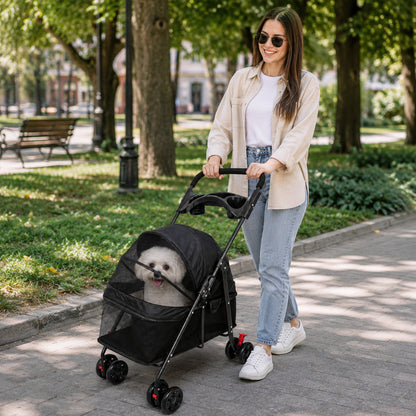 Carrito Plegable Mascotas 97x69x49cm Nyana Pets | 4 Ruedas Freno | Carro Para Perro O Gato | Transportin Para 18kg_5