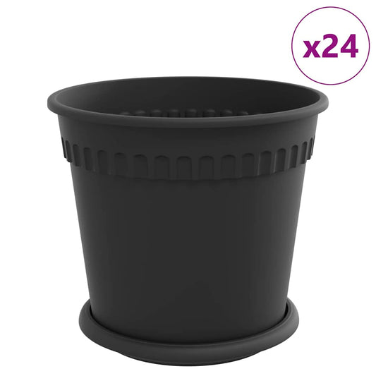 Macetas 24 Pcs Negro Ø 19 X 16 Cm Plástico_0