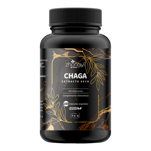 Chaga Zhongyi Vecos 100 Cápsulas | Antioxidante Y Defensa Celular | 500 Mg Con 30% Betaglucanos_0