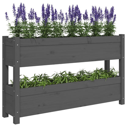 Jardinera De Madera Maciza De Pino Gris 112x25x66 Cm_3
