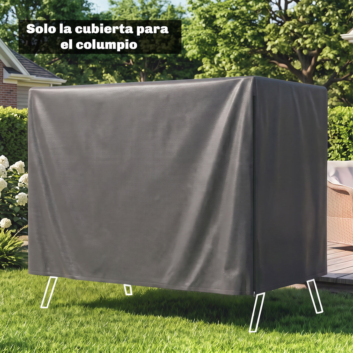 Outsunny Funda Balancín Jardín Con Cremallera 215x155x150 Cm Gris Oscuro_3