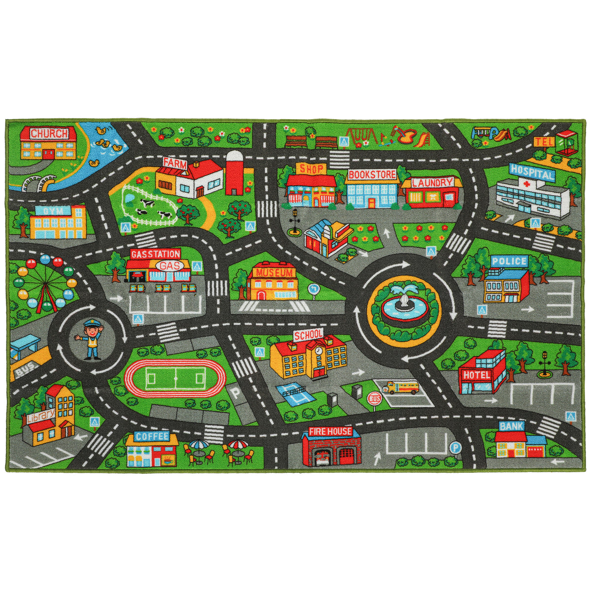 Aiyaplay Alfombra Infantil Carretera De Ciudad 160x100 Cm Antideslizante_0