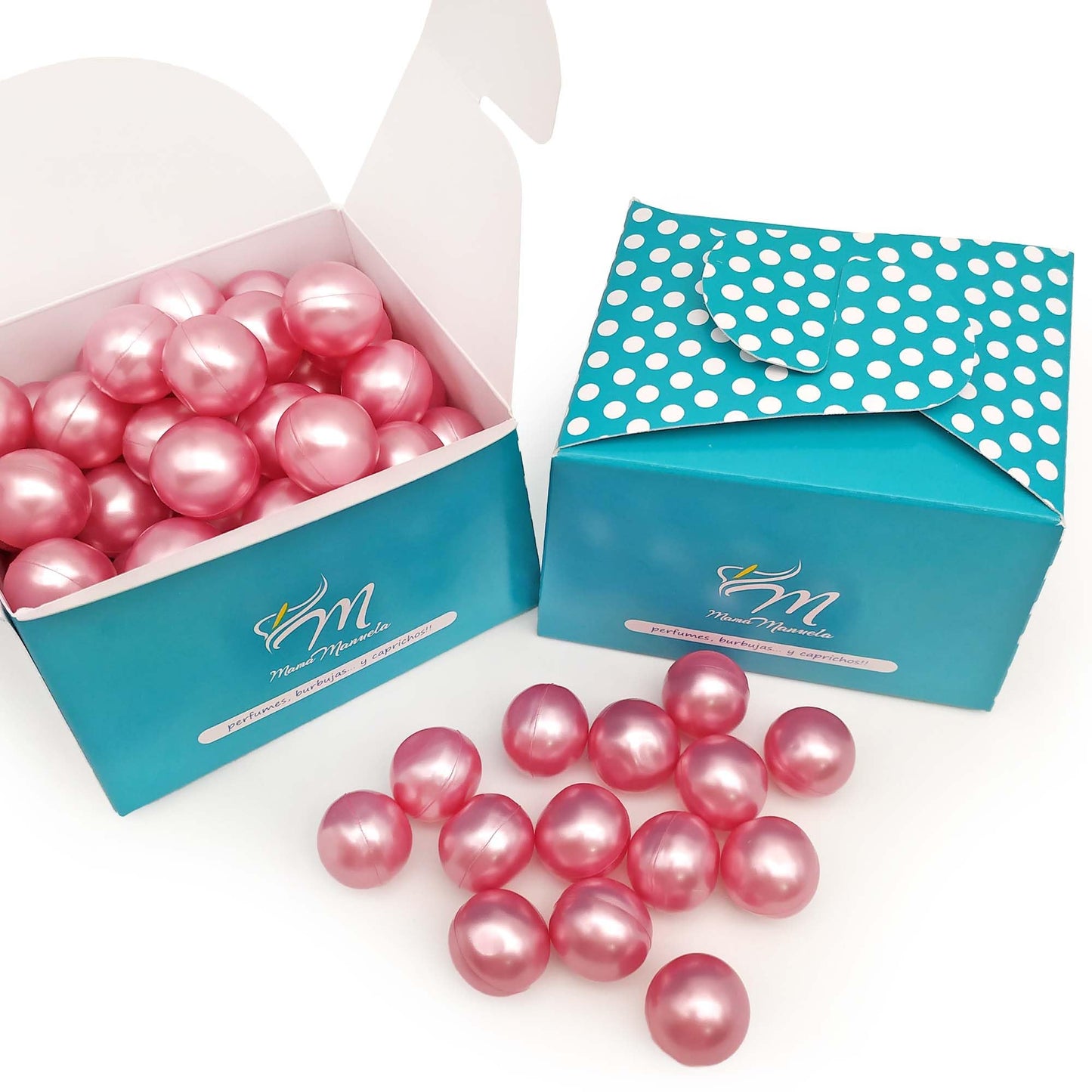 Caja 40 Perlas De Baño Con Aroma A Rosas - Con Aceite De Soja - Hidratante Y Aromática - Forma Bola_0