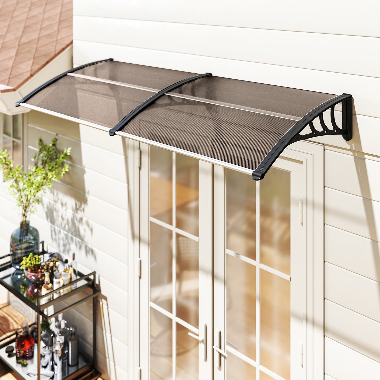 Outsunny Marquesina Para Puertas Y Ventanas 195x75cm Con Soporte De Aluminio_1