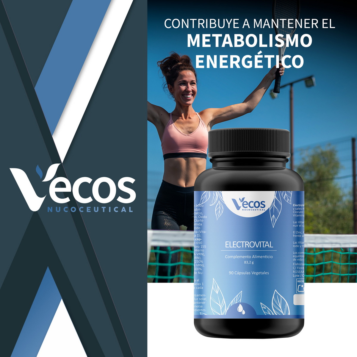 Electrovital Vecos 90 Cápsulas | Hidratación Y Electrolitos | Sales Minerales + Vitaminas Para Deporte_1