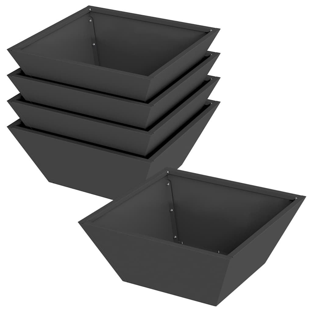 Maceta Para Jardín 5 Pcs Negro 40 X 40 X 15 Cm_0
