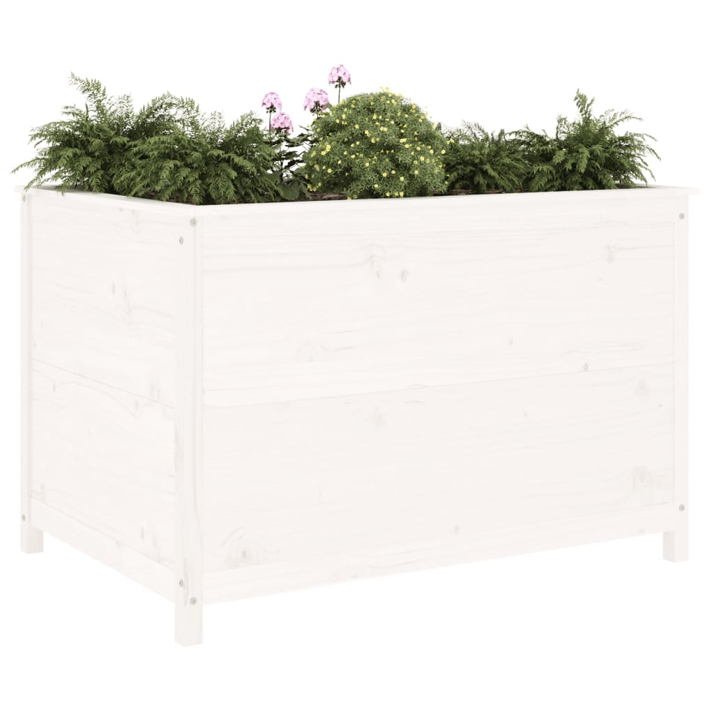Arriate Elevado De Jardín Madera De Pino Blanco 119,5x82,5x78cm_2