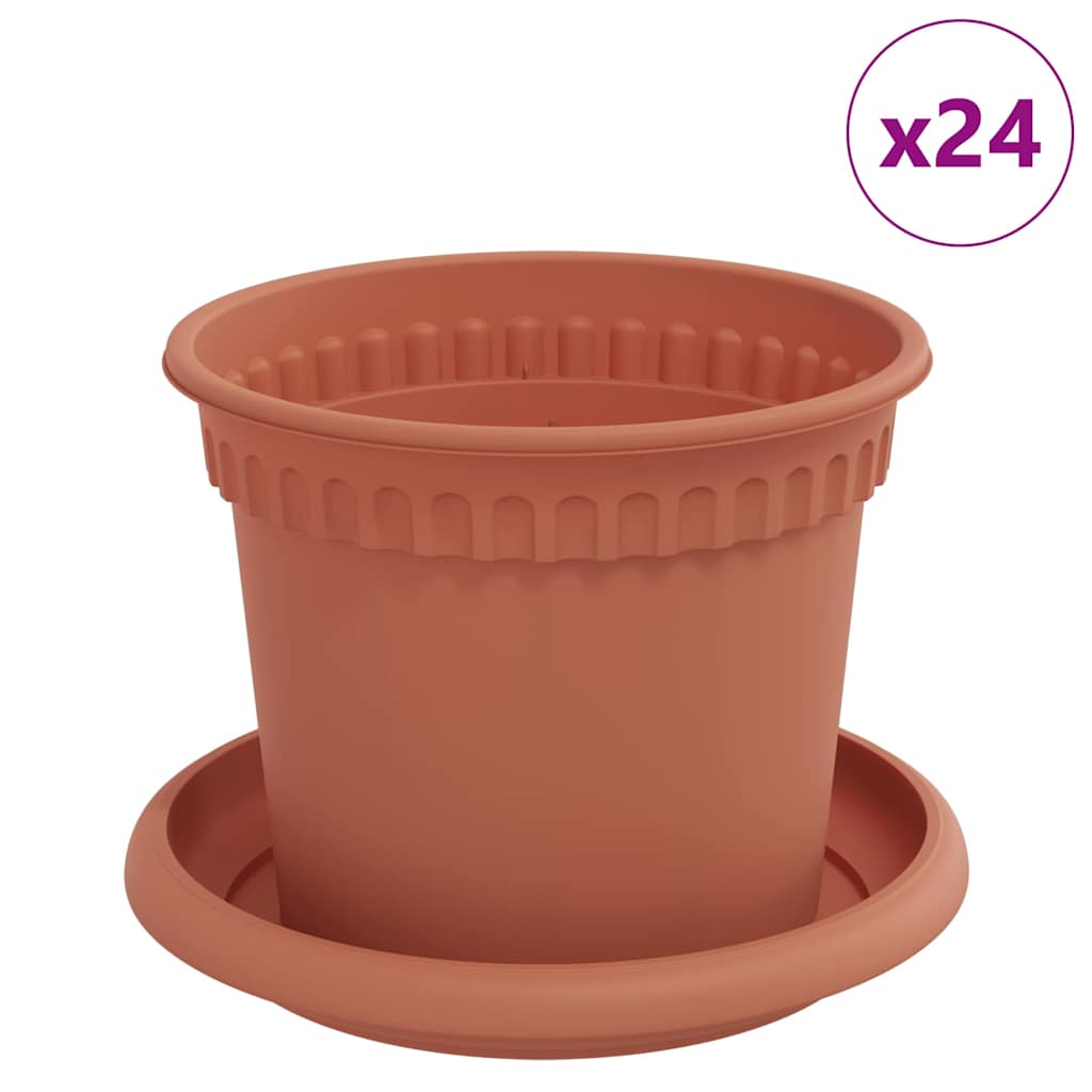 Macetas 24 Pcs Rojo Ladrillo Ø 12,5 X 10 Cm Plástico_0