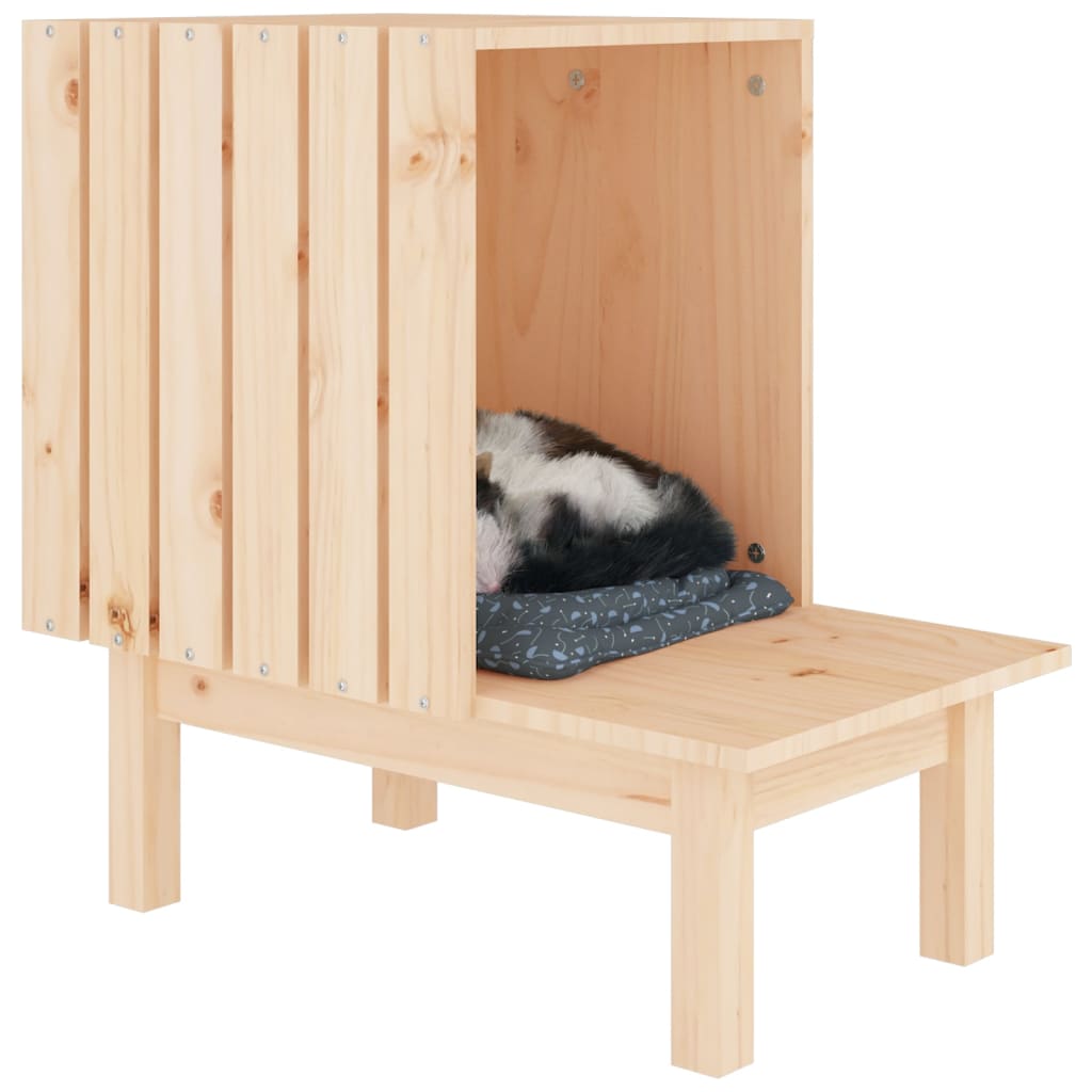 Casa Para Gatos De Madera Maciza De Pino 60x36x60 Cm_3