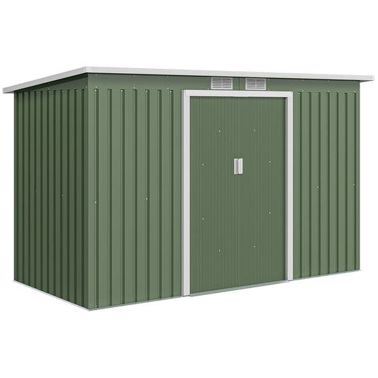 Outsunny Cobertizo De Jardín 280x130x172 Cm Base De 3,2 M² Con 2 Puertas Verde_0