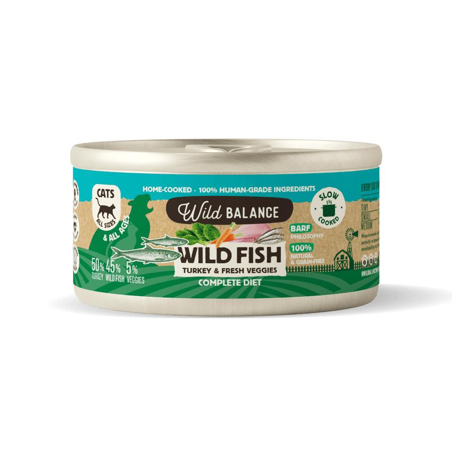 Lata de Pescado y Pavo BARF para gatos Wild Balance 120 g