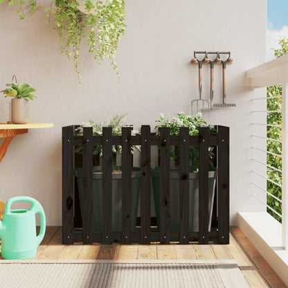 Arriate Elevado Jardín Con Valla Madera Pino Negro 100x50x70cm_1
