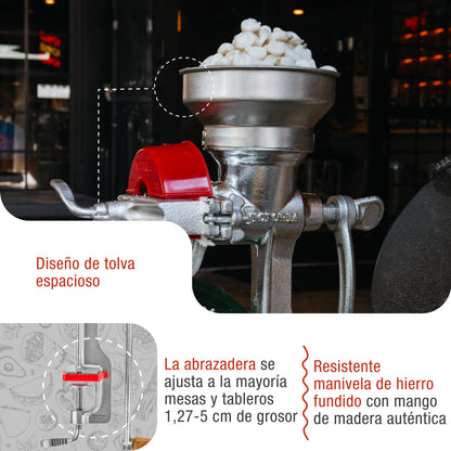 Victoria Molino Cereales Manual Hierro Fundido Para Moler Café, Maíz, Semillas, Grosor Ajustable, 30018, Cromado_2