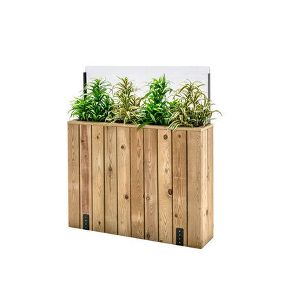 Jardinera Alta De Madera Con Anclaje Al Suelo Y Cortavientos 40 Cm 100 X 24 X 80 Cm Hortalia_0