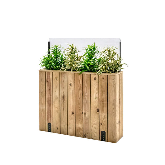 Jardinera Alta De Madera Con Anclaje Al Suelo Y Cortavientos 40 Cm 100 X 24 X 80 Cm Hortalia_0