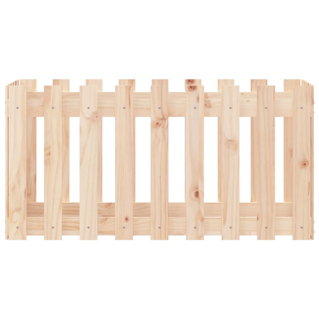 Arriate Elevado Jardín Con Valla Madera Maciza Pino 100x50x50cm_4