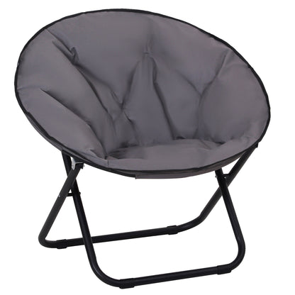 Outsunny Silla De Luna Plegable Con Asiento De Tela Oxford Y Patas De Metal 80x80x75 Cm Gris_0