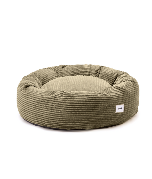 Cafide Cama Donut Para Perro Con Tejido De Pana Verde. Modelo Nuba. Talla L (100x100x25 Cm)_0