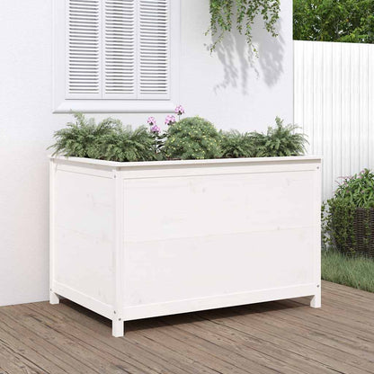 Arriate Elevado De Jardín Madera De Pino Blanco 119,5x82,5x78cm_1