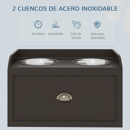 Pawhut Comedero Elevado Para Perros Grandes Con 2 Tazones 60x30x36 Cm Marrón_5