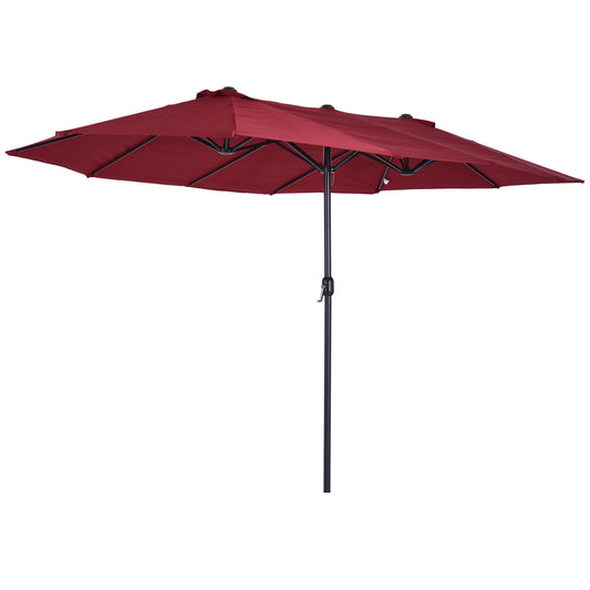 Sombrilla Doble Outsunny Tela De Poliéster, Acero Rojo 455x265x238 Cm_0