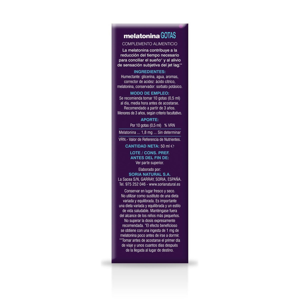 Melatonina en Gotas 100% Pura Soria Natural 50 ml