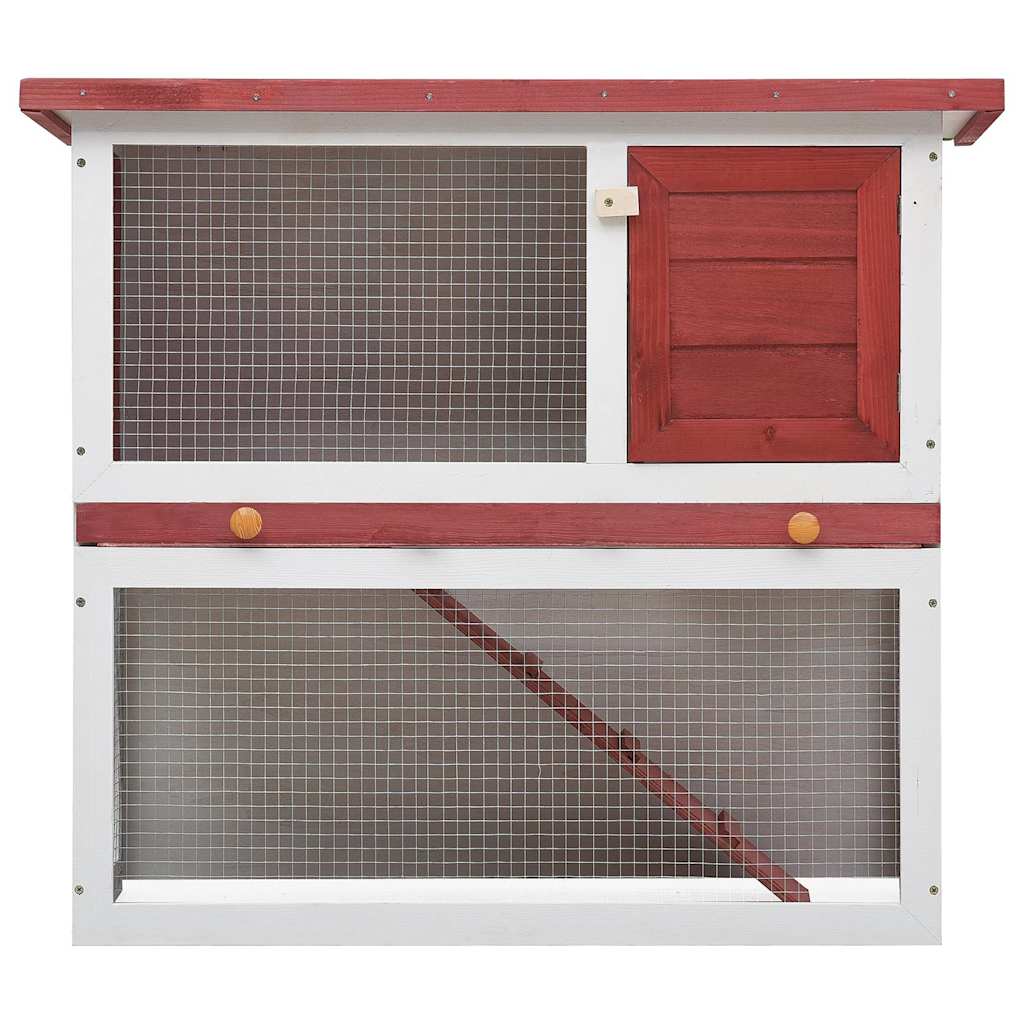 Jaula Conejera Con 1 Puerta Madera Rojo_2