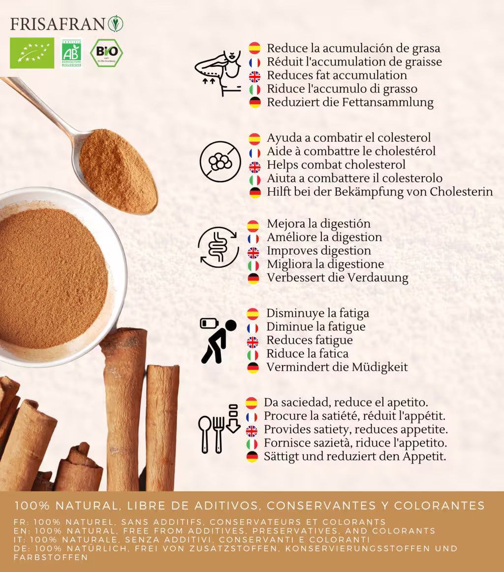 Canela Ceylan En Polvo Ecológica | Calidad | Frisafran 500 G_4