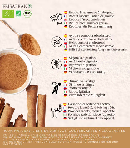 Canela Ceylan En Polvo Ecológica | Calidad | Frisafran 500 G_4