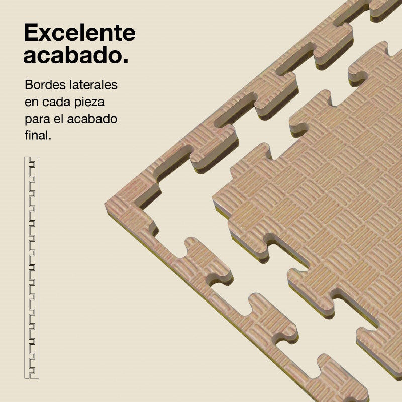 Tatami Puzzle 2cm 100x100cm – Superficie 5 Líneas Marrón/beige Jowy_2