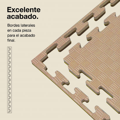 Tatami Puzzle 2cm 100x100cm – Superficie 5 Líneas Marrón/beige Jowy_2