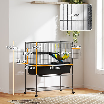 Pawhut Jaula Para Animales Pequeños De 3 Niveles 88x48x102 Cm Gris Oscuro_2