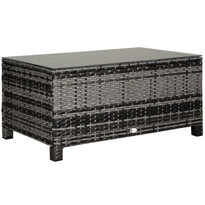 Outsunny Mesa De Jardín De Ratán Sintético Con Vidrio Templado 85x50x39cm Gris_0
