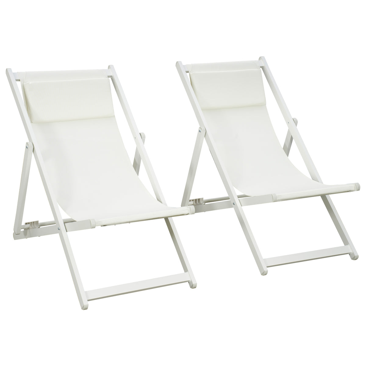Outsunny Conjunto De 2 Tumbonas Plegables De Aluminio 60x100x85 Cm Blanco_0