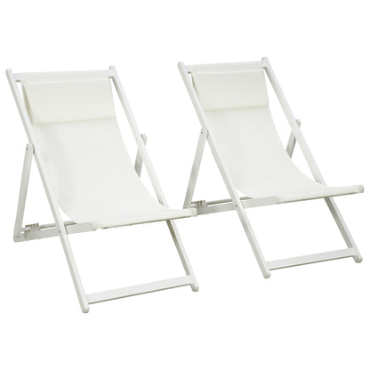 Outsunny Conjunto De 2 Tumbonas Plegables De Aluminio 60x100x85 Cm Blanco_0