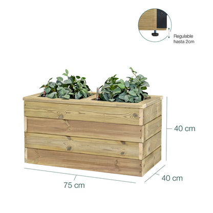 Jardinera Con Autorriego De Madera Nidum Basic Interior Y Exterior Hortalia 75x40x40 Cm_5