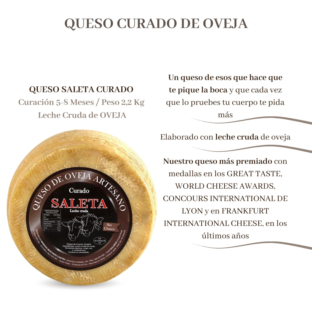 Queso Curado Entero De Oveja (2,2 Kg) | Elaboración Artesana Quesos De La Mancha_1