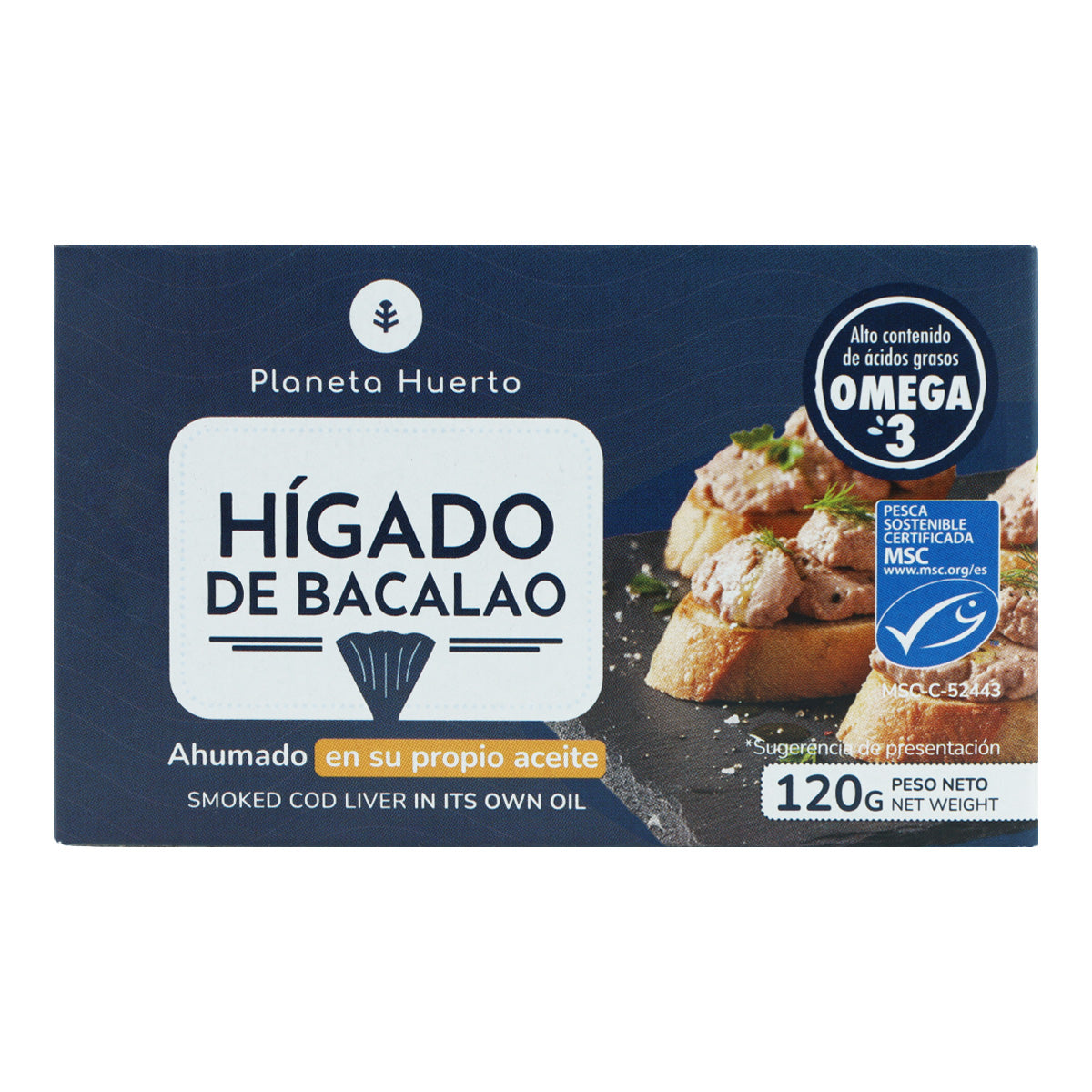 Hígado de bacalao en su propio aceite MSC pesca sostenible Planeta Huerto 120 g