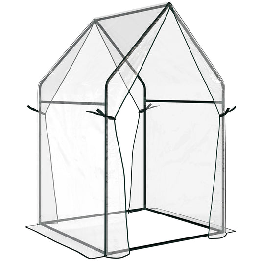 Outsunny Invernadero De Jardín Con 2 Puertas Anti-uv 90x90x145 Cm Transparente_0