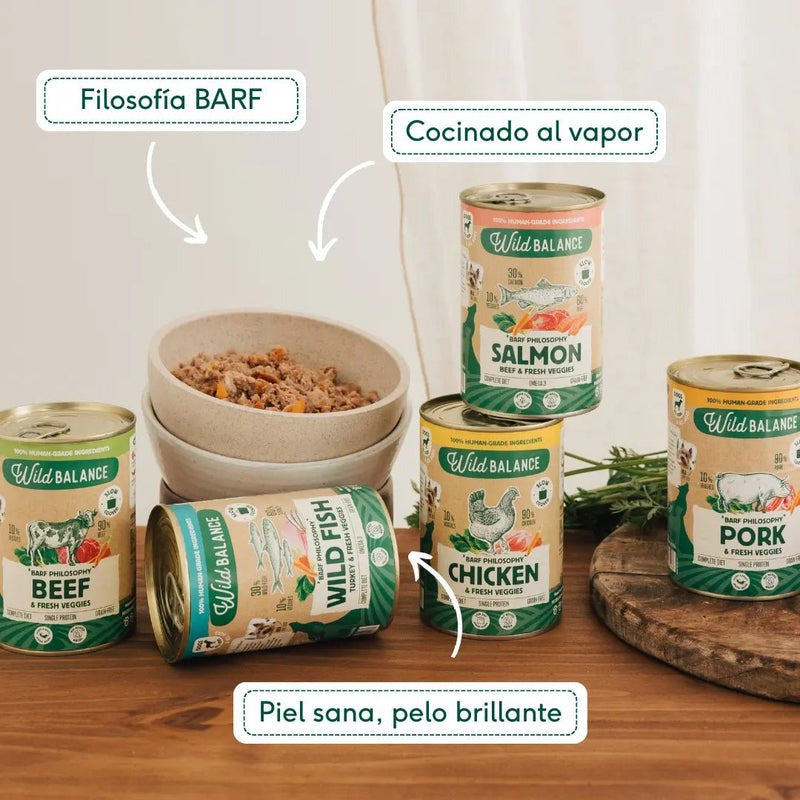 Lata Filosofía BARF de MERLUZA Wild Balance 400 g