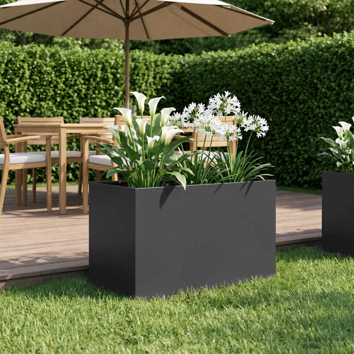 Macetero De Jardín Negro 60 X 40 X 40 Cm Acero Laminado En Frío_1
