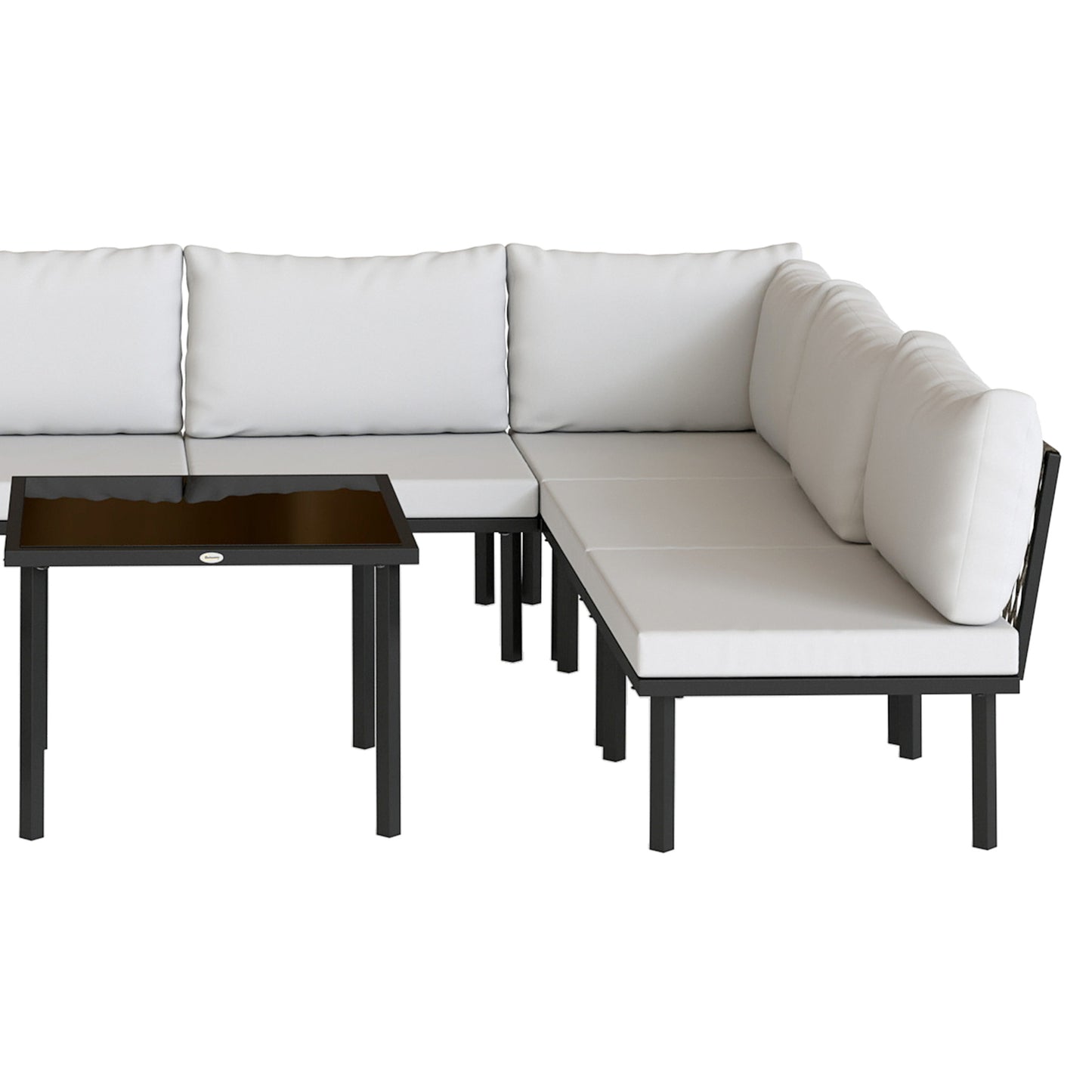 Outsunny Conjunto De Jardín Exterior 6 Piezas En Forma De L Cojines Gris Claro_3