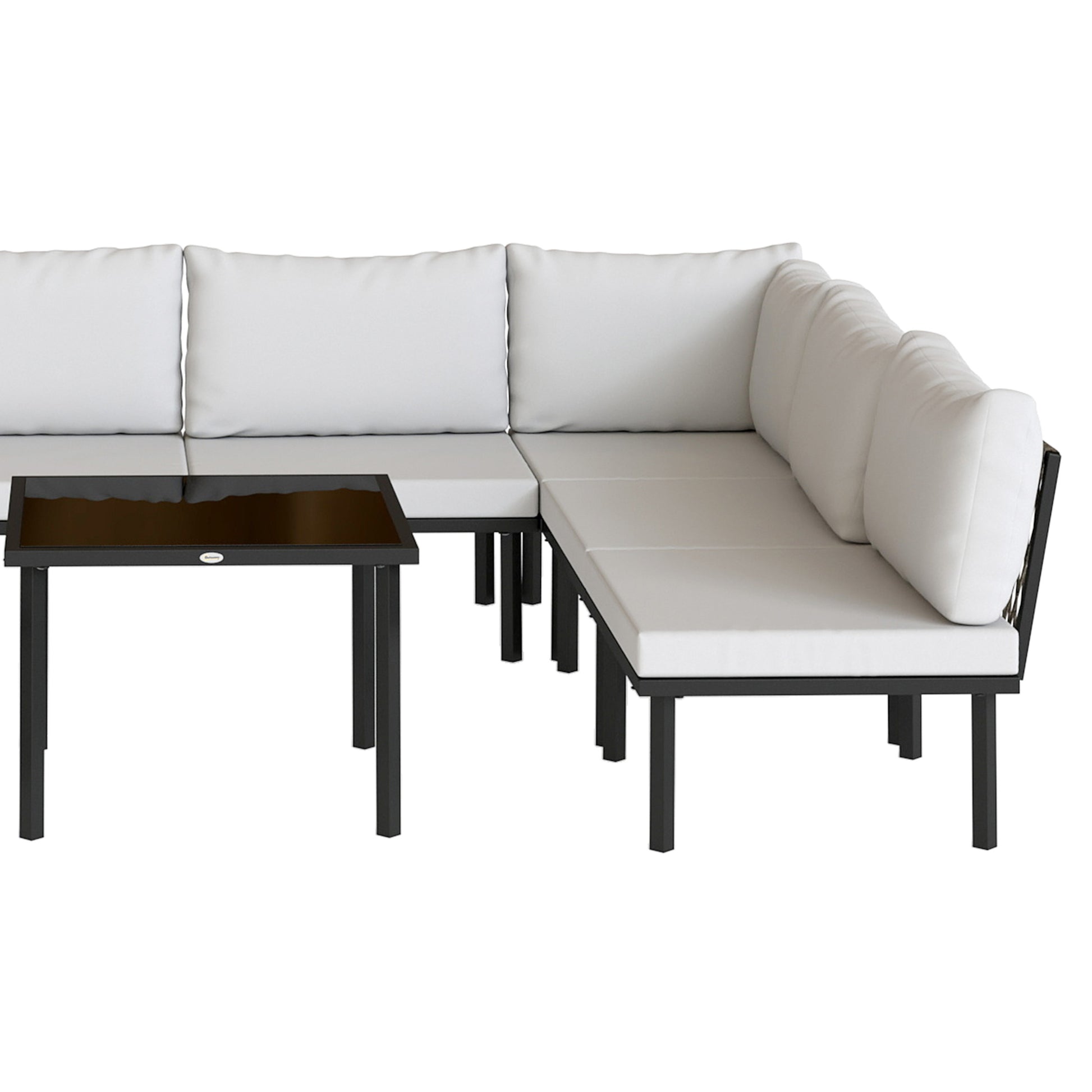 Outsunny Conjunto De Jardín Exterior 6 Piezas En Forma De L Cojines Gris Claro_3
