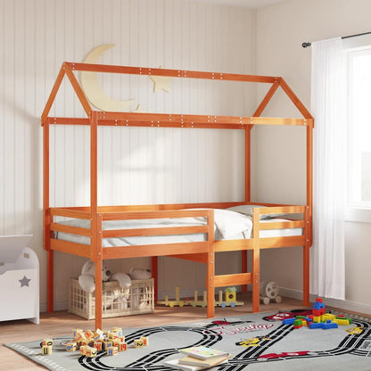 Techo De Cama Infantil Madera Maciza Marrón 207x80,5x151,5 Cm_1